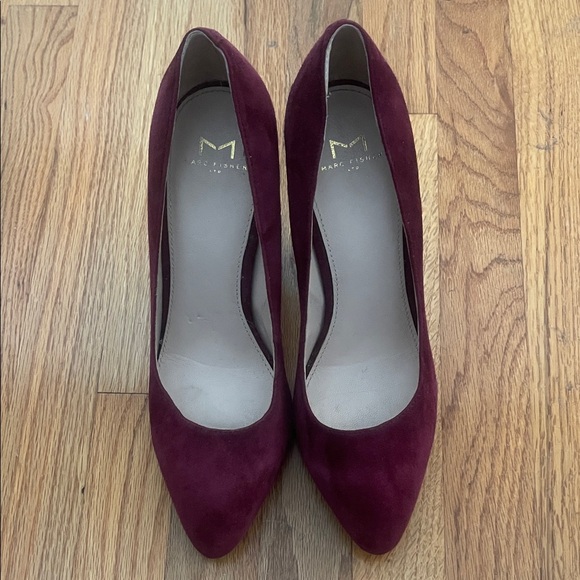 Marc Fisher Shoes - Marc Fisher Wine/Burgundy Suede Pointed Toe Pumps with Block Heel-